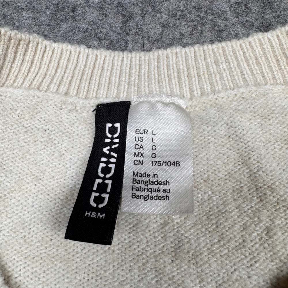 H&M Divided Women Short‎ Sleeve Cardigan Sweater Beige Oatmeal Knit L 12388520 - Picture 5 of 7